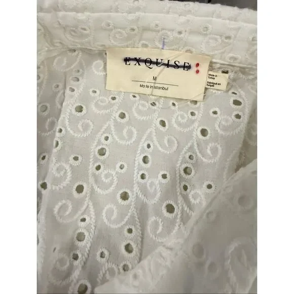 New Anthropologie The Tobie Eyelet Mini Shirt Dress by Exquise Size M - Picture 7 of 12